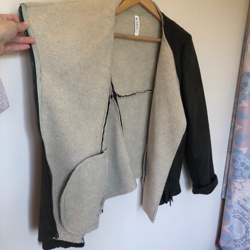 Nordstrom Mural Faux Shearling Moto Jacket Size L - Picture 10 of 16